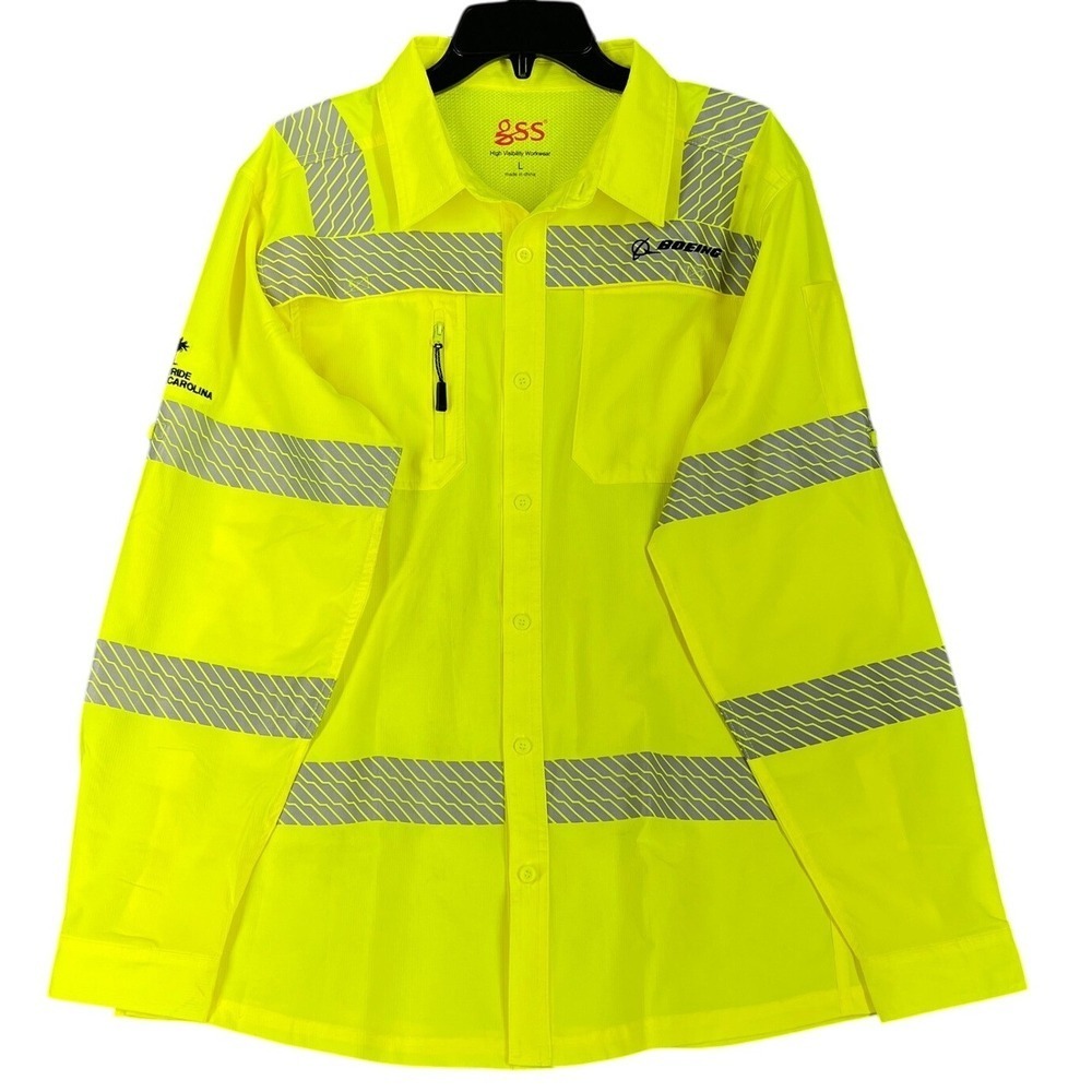 Boeing Safety Work Shirt Women L Utility‎ Industrial Reflective Uniform Workwear